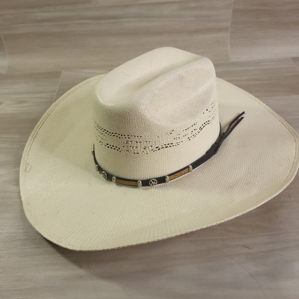Bullhide Cowboy Hat Mens 20-X Cream Straw Rodeo Western Concho Band